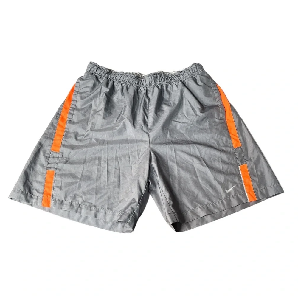 Nike Running Shorts with Reflective Strips Gray Orange Size Large